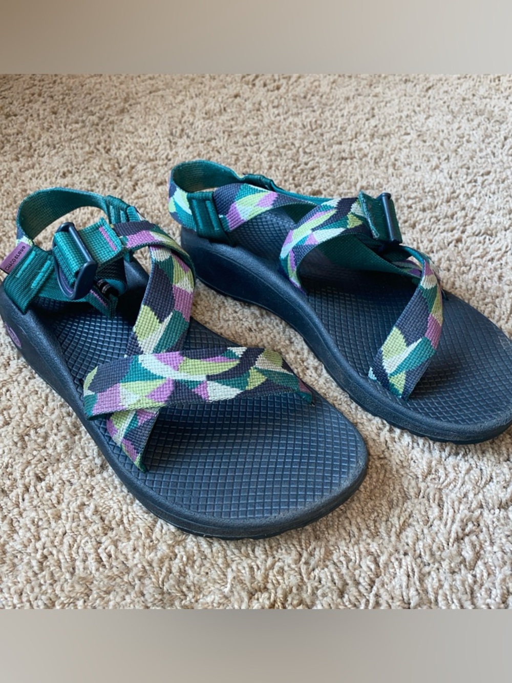 Chaco Mega Z Cloud sandals Womens Sz 11 Braids Purple Hiking Water Outdoor